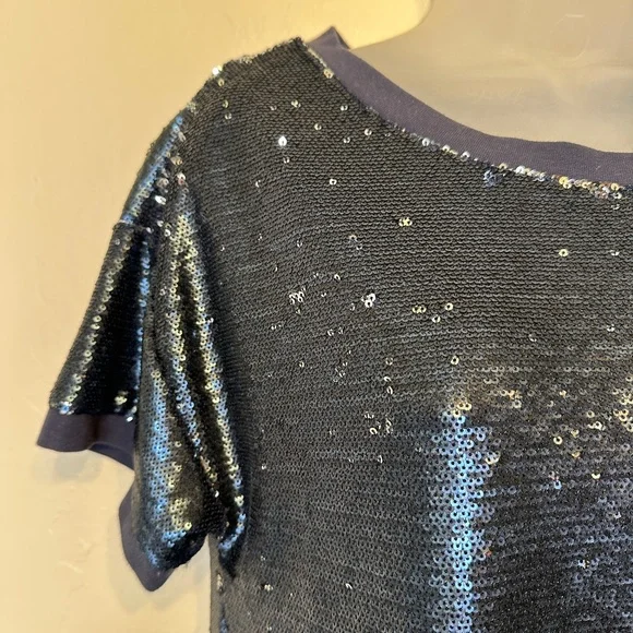 Moulinette Soeurs Antro Sequined Interstellar Navy Jewel Tone Tunic Shirt Dress - Picture 6 of 15
